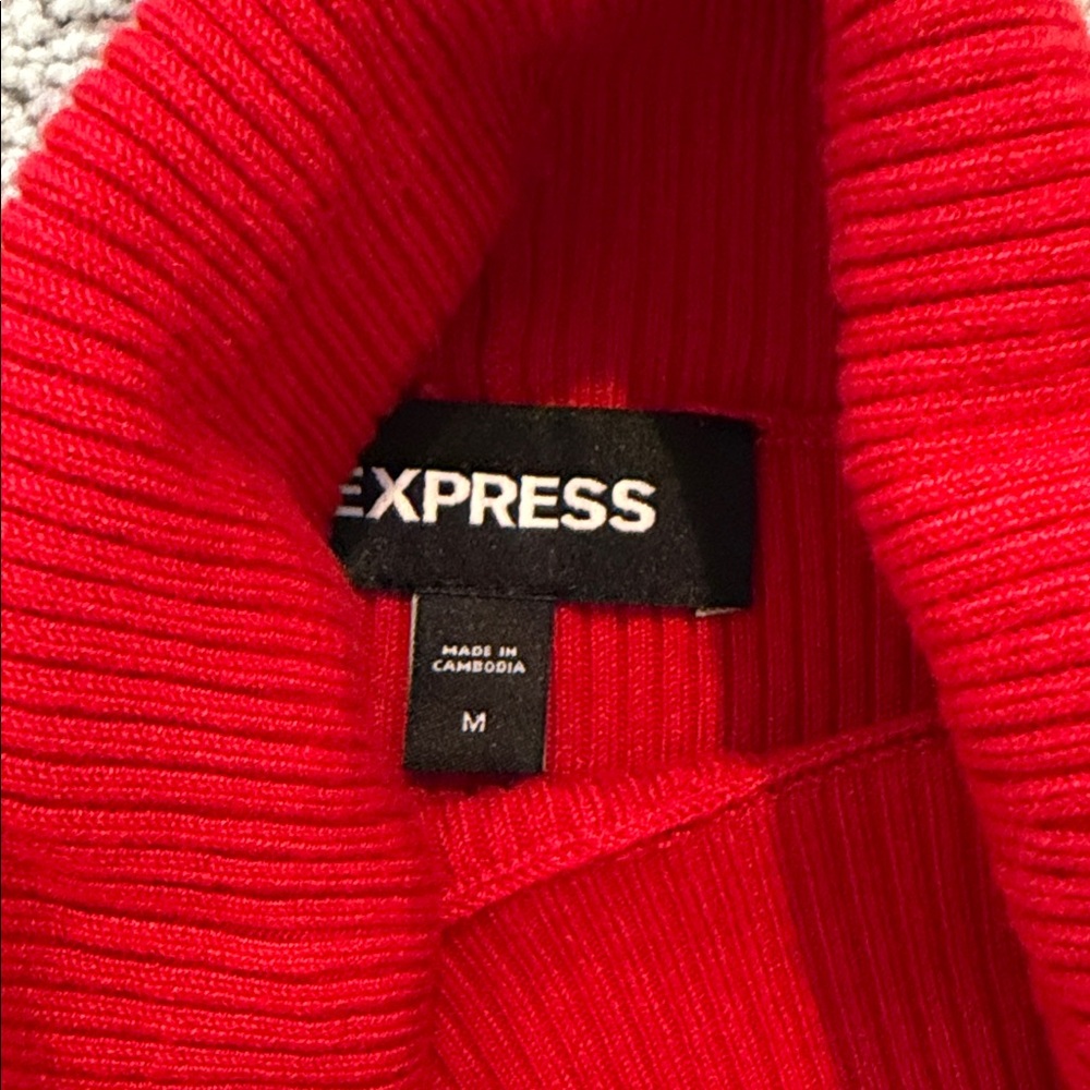 Express Red Turtleneck Sweater Dress - Picture 4 of 4